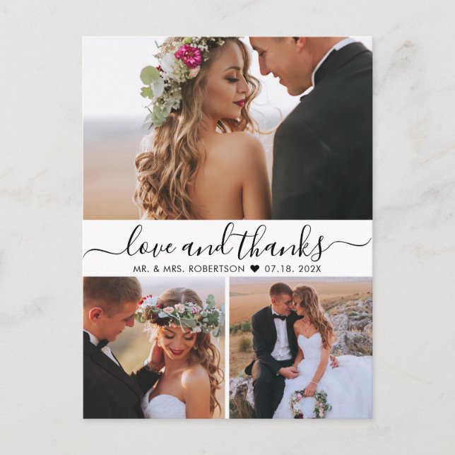 Carte Postale Budget 3 Photo Amour et Merci Mariage Merci (Devant)