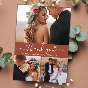 Carte Postale Budget 3 Photo Terracotta Script Mariage Merci