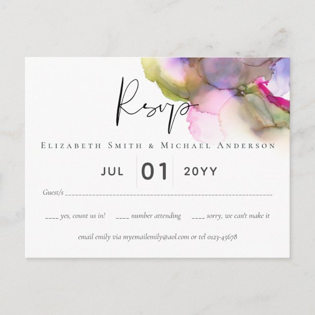 Carte Postale Budget Abstrait Rainbow Purple Mariage (Devant)