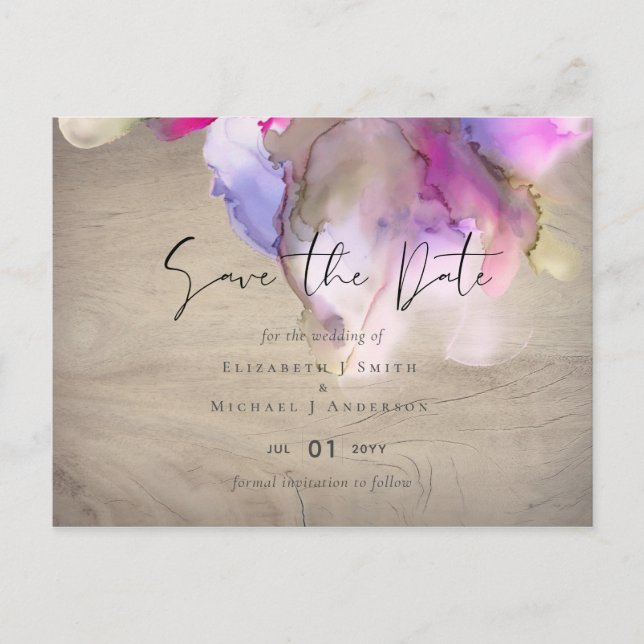 Carte Postale Budget Abstrait Rainbow Purple Mariage (Devant)