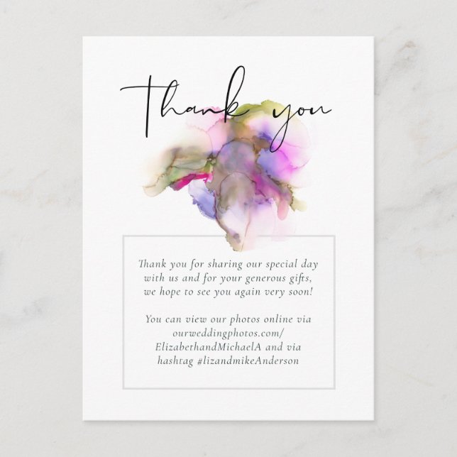Carte Postale Budget Abstrait Rainbow Purple Mariage (Devant)
