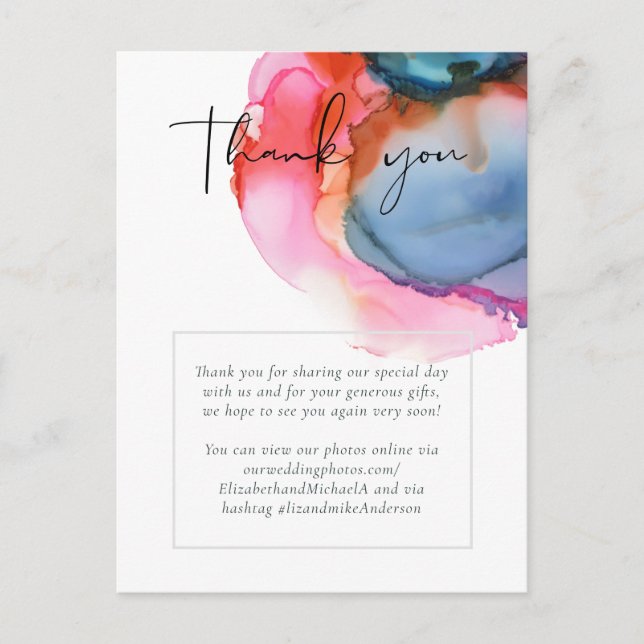 Carte Postale BUDGET abstrait Rainbow Watercolor Mariage (Devant)