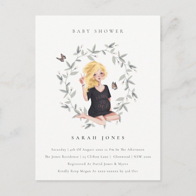 Carte Postale Budget attendu Femmes Foliage Baby Showe (Devant)