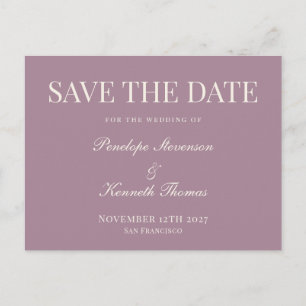 Carte Postale Budget Classique Dusty Purple Enregistrer La Date