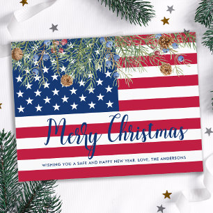 Carte Postale Budget drapeau patriotique américain Noël militair