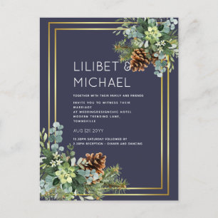 Carte Postale BUDGET Dusty Blue Mariage Eucalyptus Vert