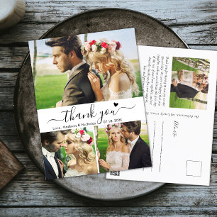 Carte Postale Budget Elegant 3 Photo Collage Mariage Merci