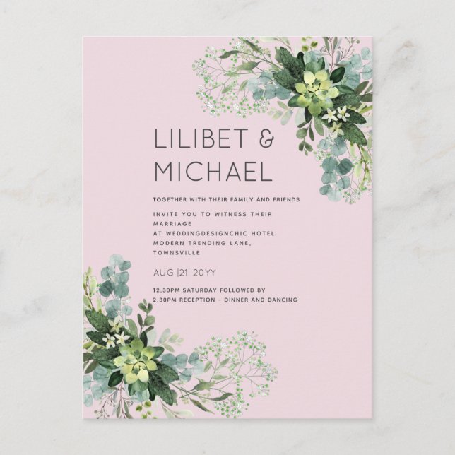 Carte Postale BUDGET Eucalyptus Mariage du feuillage vert (Devant)