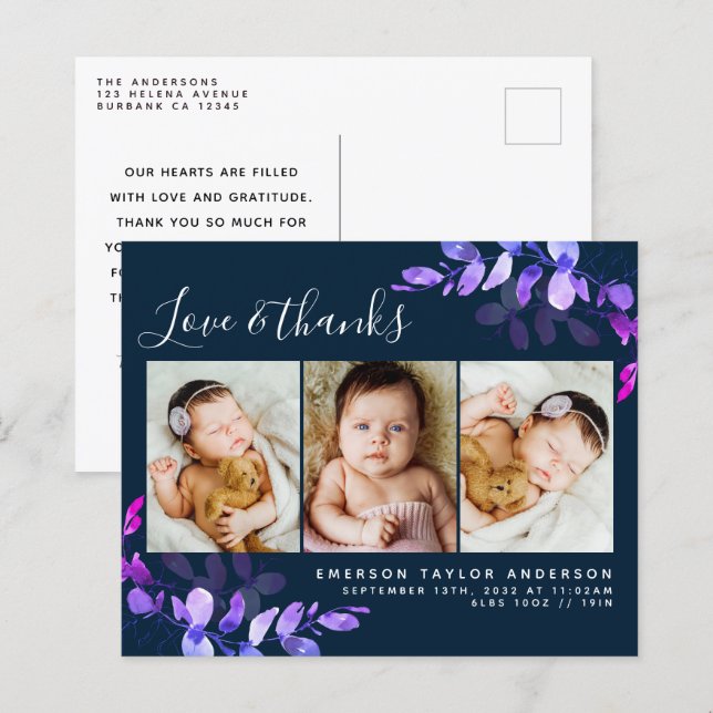 Carte Postale Budget Eucalyptus Photo Baby Merci (Devant / Derrière)