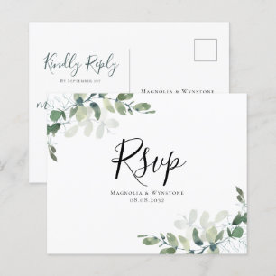 Carte postale Budget Eucalyptus Wedding RSVP