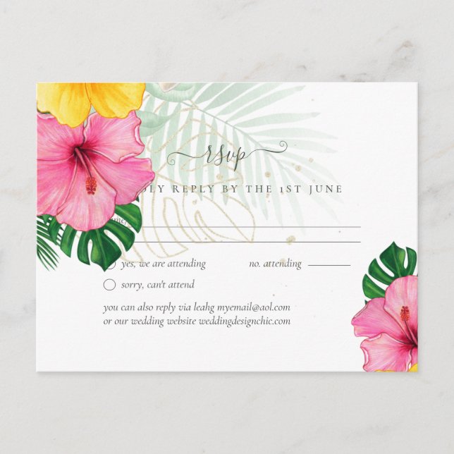 Carte Postale BUDGET Fleurs de mariage tropicales de plage parad (Devant)