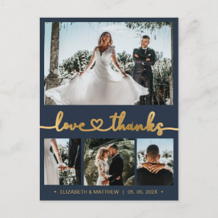 Carte Postale Budget Gold Script 4 Mariage photo Merci