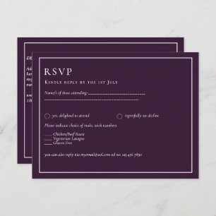 Carte Postale BUDGET Mariage PLUM PURPLE Monochrome Simple