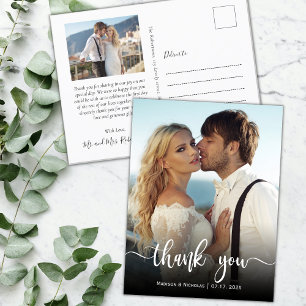 Carte Postale Budget Moderne Calligraphie Photo Mariage Merci