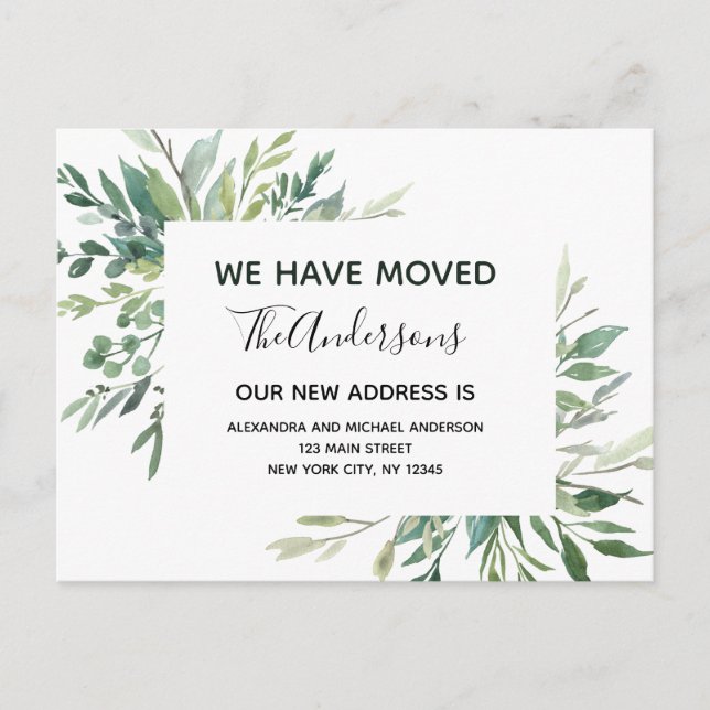 Carte Postale Budget Moving Announcement Eucalyptus Greenery (Devant)