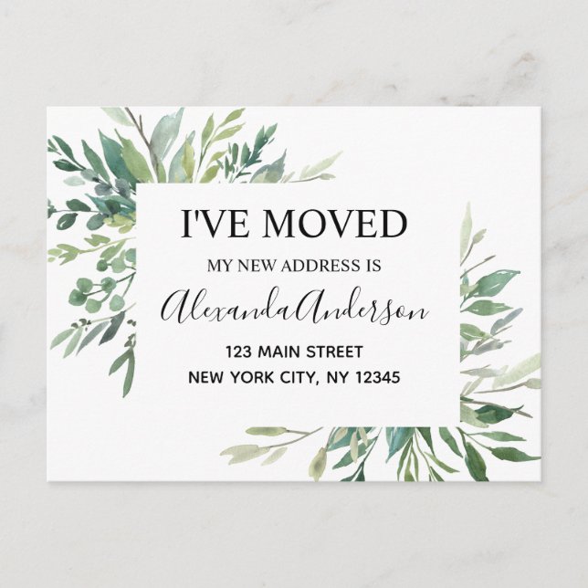 Carte Postale Budget Moving Announcement Eucalyptus Greenery (Devant)