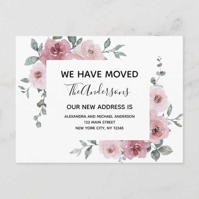 Carte Postale Budget Moving Faire-part Dusty rose Floral (Devant)