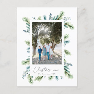 Carte Postale Budget Noël voeux Boho Spruce et Fir
