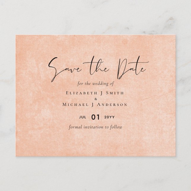 Carte Postale BUDGET Orange Yellow Script Mariage (Devant)