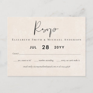 Carte Postale BUDGET Pêcher Gris Mariage Aquarelle RSVP