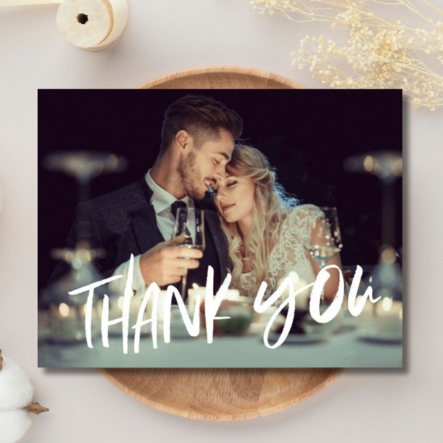 Carte Postale Budget Photo Moderne Merci Mariage (Budget Photo Modern Wedding Thank You Postcard)