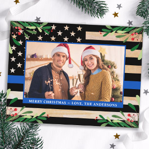 Carte Postale Budget Police Noël personnalisé drapeau bleu