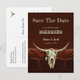 Carte Postale Budget Western Mariage Bull Skull Enregistrer La D