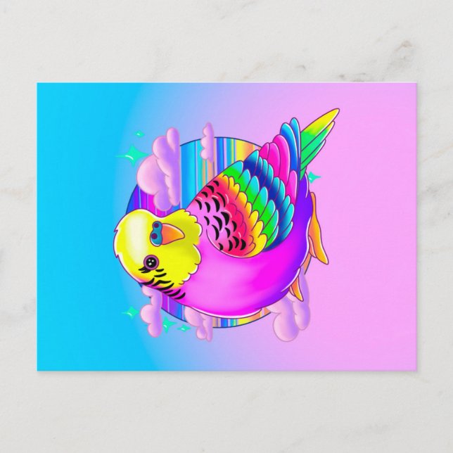 Carte postale Budgie Neon (Devant)