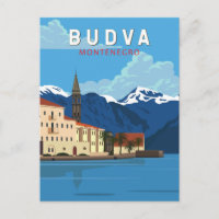 Budva Montenegro Retro Travel Art Vintage