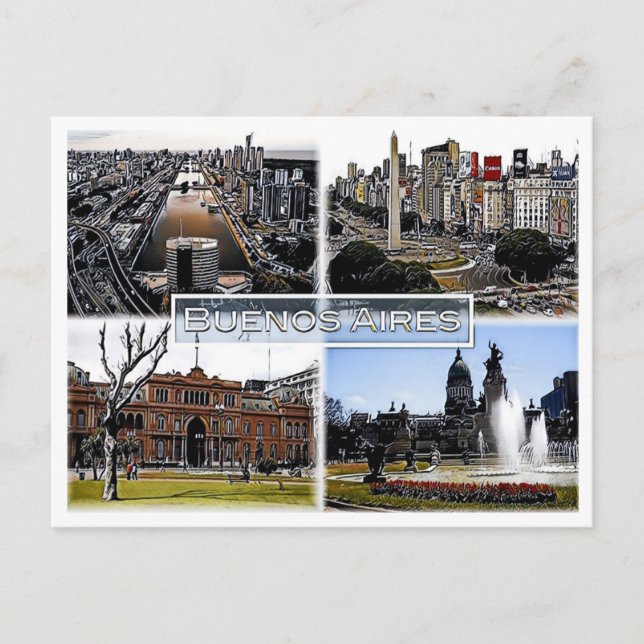 Carte Postale Buenos Aires - Argentine - Mosaïque - (Devant)