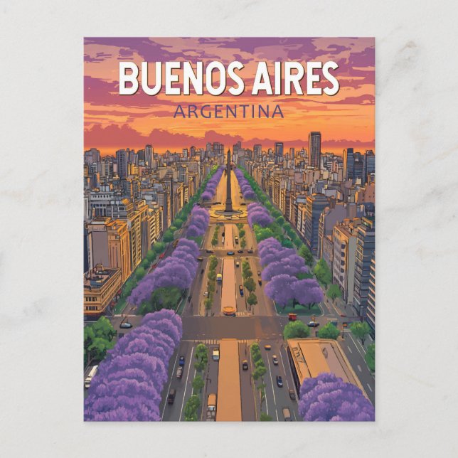 Carte Postale Buenos Aires Argentine Voyage Art Vintage (Devant)