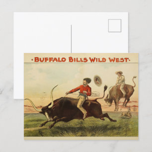 Carte Postale Buffalo Bill : Steer Riding 1889 Ouest Vintage