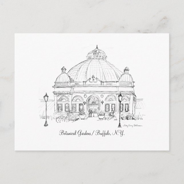 Carte Postale Buffalo NY Botanical Gardens Ink croquis (Devant)