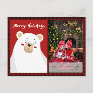 Carte Postale Buffalo Plaid Photo Noël nouvel an Folkart PolarBe