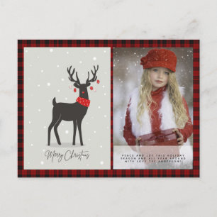 Carte Postale Buffalo Plaid Photo Xmas Nouvel An Folkart Deer St