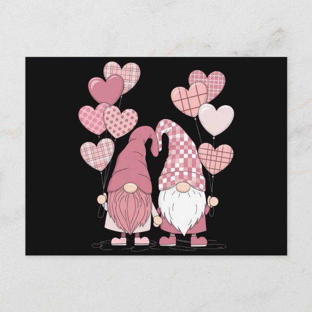 Carte Postale Buffalo rose Plaid Heart Gnomes Saint-Valentin (Devant)