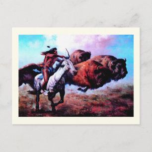 Carte Postale buffle de chasse indien américain