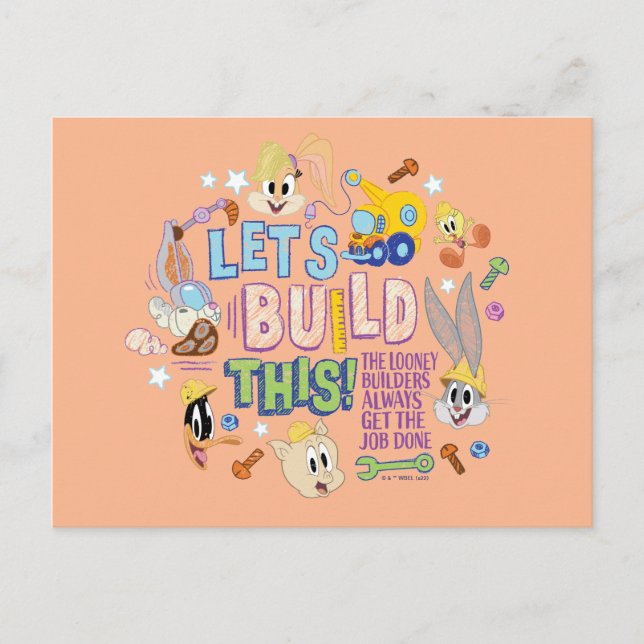 Carte Postale BUGS BUNNY BUILDERS™| Croquis "Construisons cela" (Devant)