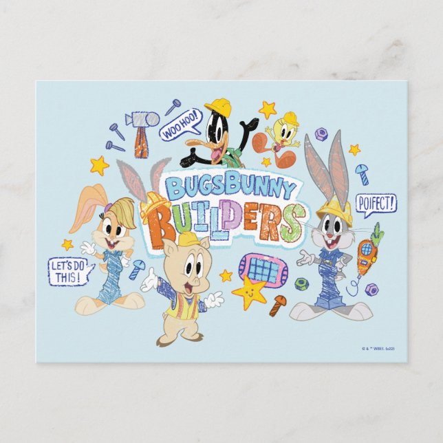 Carte Postale BUGS BUNNY BUILDERS™| Groupe de dessins artistique (Devant)
