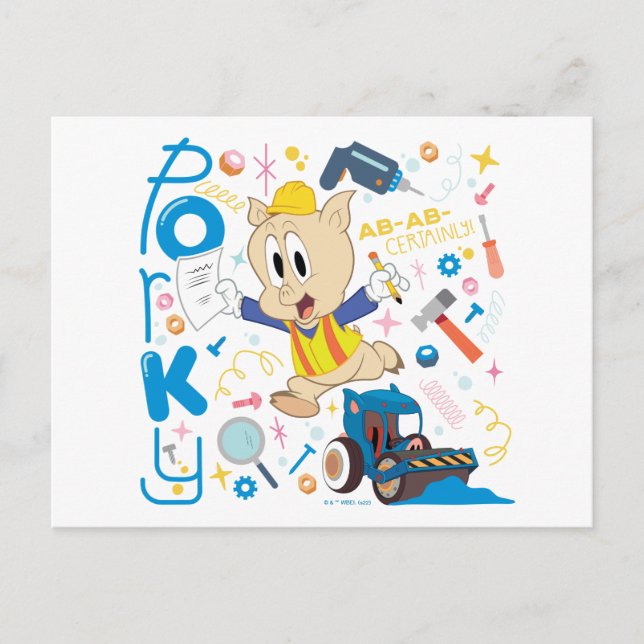 Carte Postale BUGS BUNNY BUILDERS™| Outils de travail de Porky P (Devant)