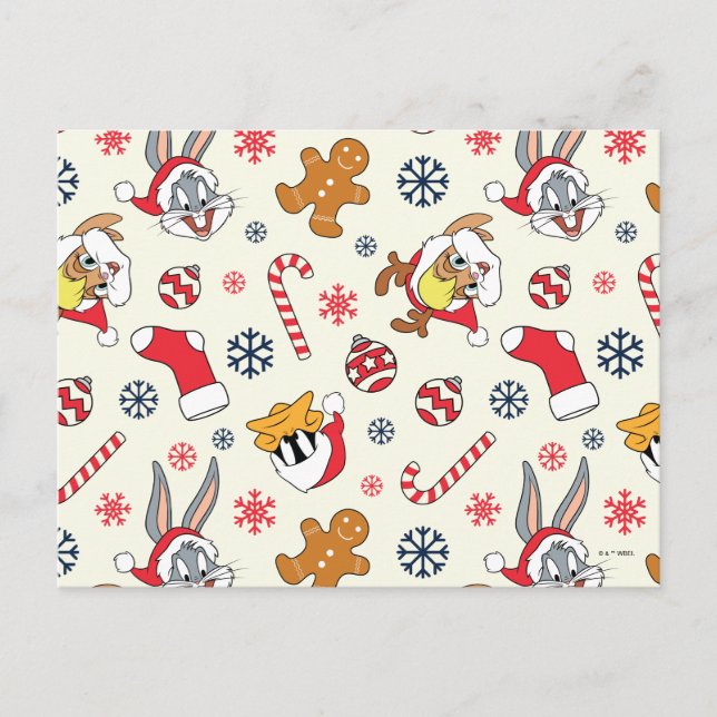 Carte Postale BUGS BUNNY™, DAFFY DUCK™ & Lola Motif de Noël (Devant)