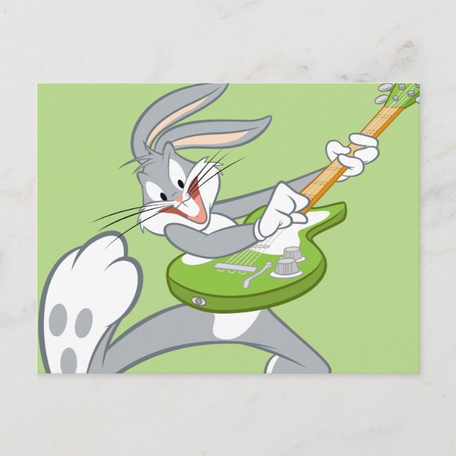 Carte Postale BUGS BUNNY™ Rocking sur guitare (Devant)