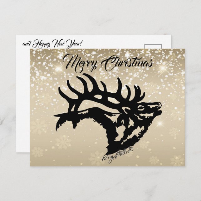 Carte postale Bull Elk Christmas (Devant / Derrière)