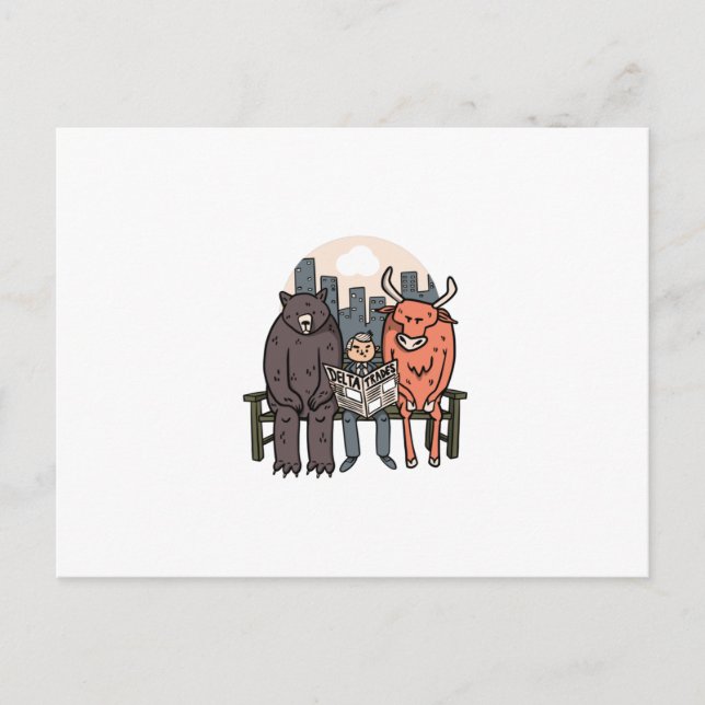 Carte Postale Bull Et Ours - Crypto Drôle/Stock (Devant)