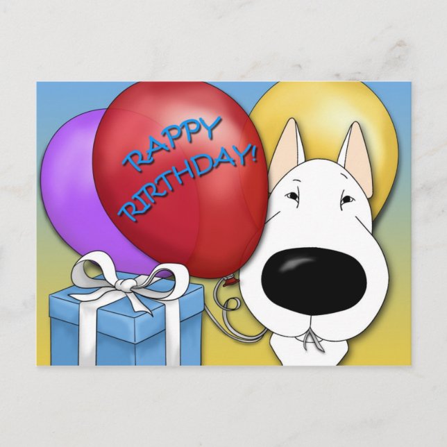 Carte postale Bull Terrier Anniversaire (Devant)