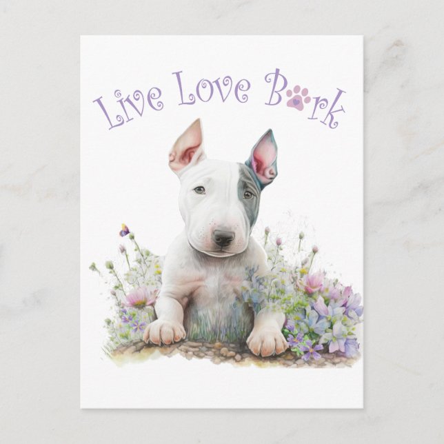 Carte Postale Bull Terrier Chien Maman Florale (Devant)