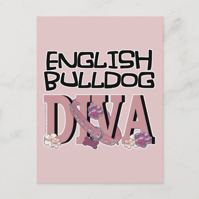Carte Postale Bulldog DIVA anglais (Devant)