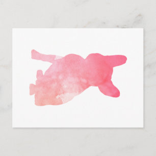 Carte Postale Bulldog français rose aka Frenchie