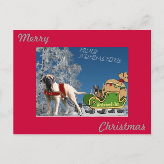 Carte postale bulldog française Joyeux Noël (Devant)