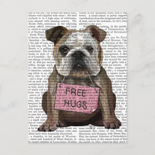 Carte Postale Bulldog Free Hugs (Devant)